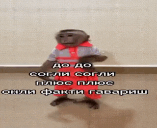 a monkey in handcuffs is wearing a red and grey outfit