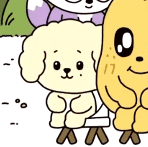 a cartoon dog with the number 17 on its face is sitting next to another dog
