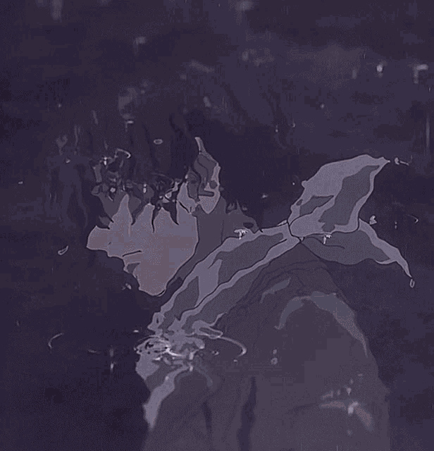 a drawing of a person with a scarf around their neck and water drops on their face