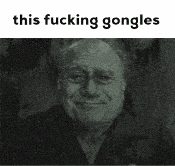a black and white photo of a man with the words this fucking goggles written above him .