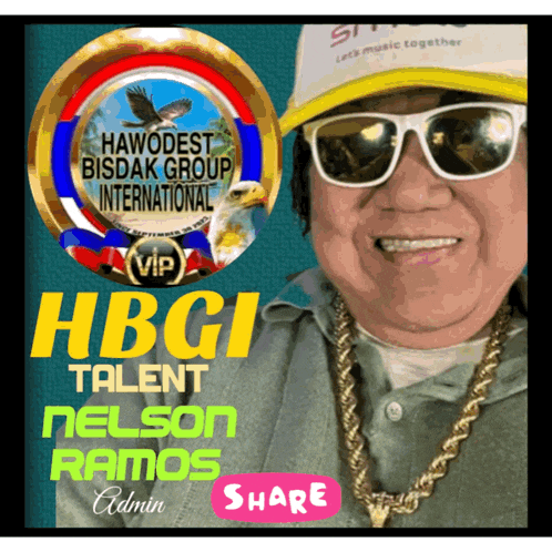 a man wearing sunglasses and a hat is on a poster for hbgi talent nelson ramos admin