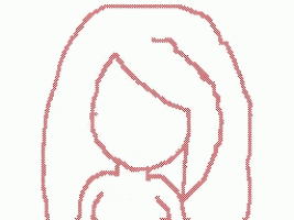 a pixel art drawing of a girl with red eyes and the words speed paint on the bottom