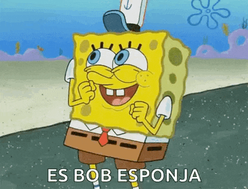 a cartoon of spongebob squarepants with the words es bob esponja written below him