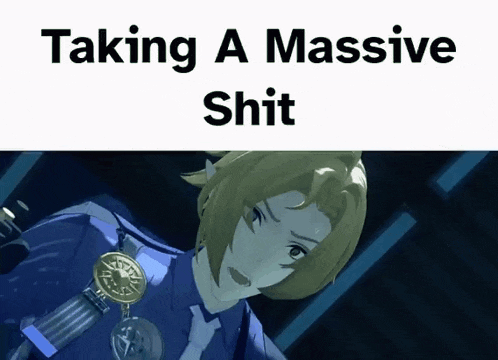 a picture of a man with the words taking a massive shit below it
