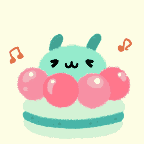a cartoon drawing of a cake with a monster on top of it