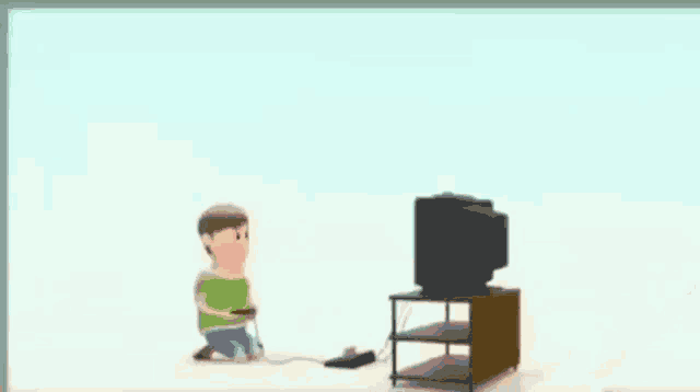 a cartoon man is laying on his stomach on a pink and blue background .