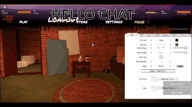 a screenshot of a game called hello chat with a brick wall in the background