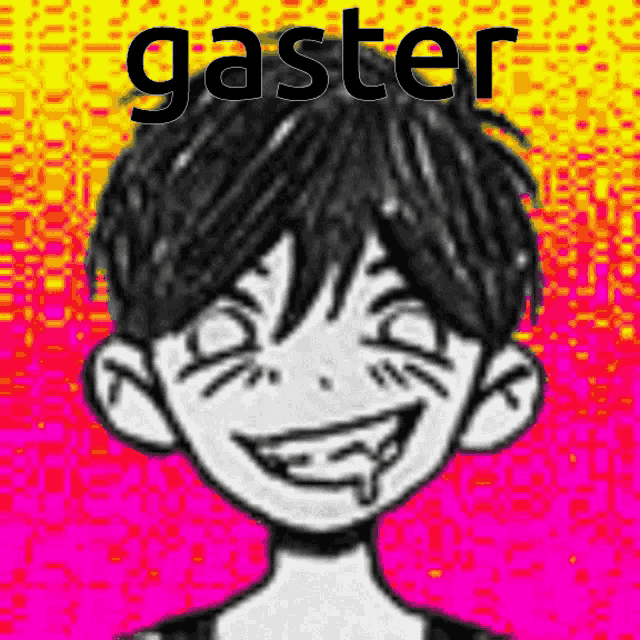 a black and white drawing of a boy with the word gaster written above him