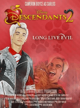 a poster for descendants 2 long live evil with cameron boyce as carlos