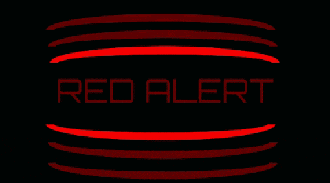 a black background with red lines and the word red alert