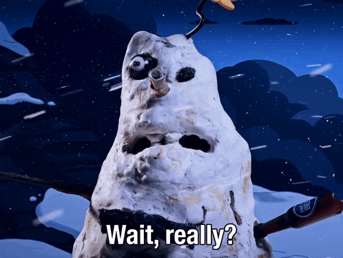 a picture of a snowman with the words wait really on the bottom