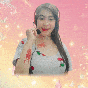 a blurry picture of a woman holding a white flower