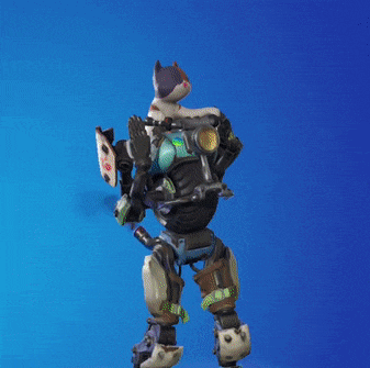 a toy robot with a cat on it 's back