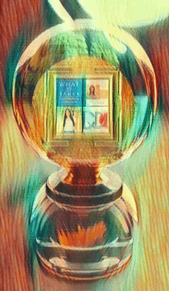a glass ball with a picture of a book called what the eagles