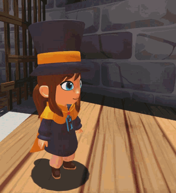 a cartoon character wearing a top hat has the letter p on her shirt