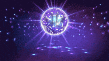 a disco ball is glowing in the dark with purple background