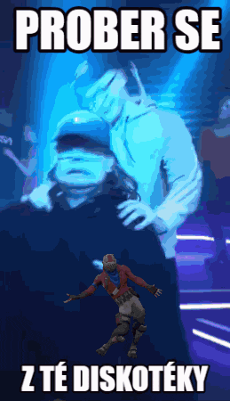 a picture of a man dancing with the words prober se z te diskoteky on the bottom