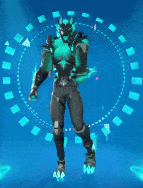 a video game character is dancing in front of a blue circle