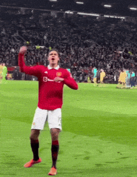 a soccer player wearing a red jersey with the number 10 on it