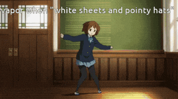 a girl is dancing in front of a green board that says " vapor when "