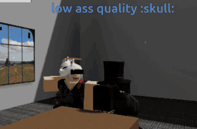 a screenshot of a video game with the words low ass quality skull on it