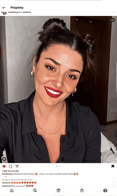 a picture of a woman with two buns in her hair is displayed on an instagram page