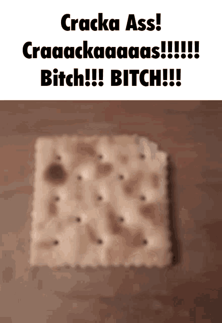 a cracker with the words cracka ass craaackaaaas bitch bitch