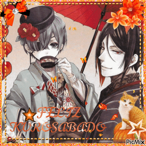 a picture of two anime characters with the words feliz sabado in the corner