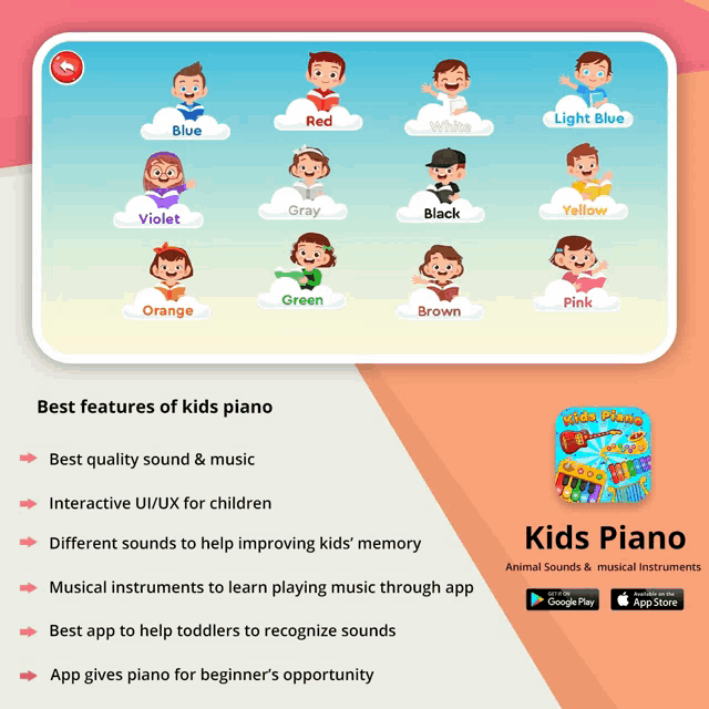 a screenshot of a kids piano app on a phone screen