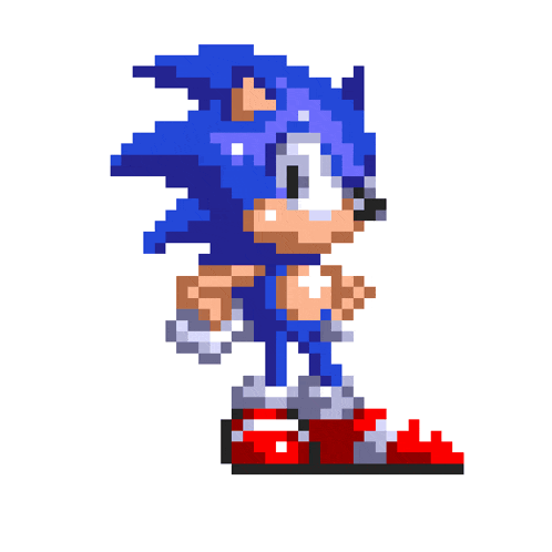a pixel art of sonic the hedgehog with a white background