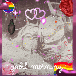 a good morning greeting card with a drawing of a man and a pigeon