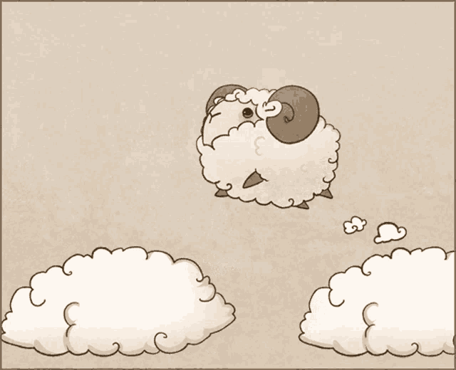 a cartoon of a sheep flying through the air
