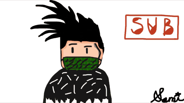 a cartoon character wearing a mask and headphones