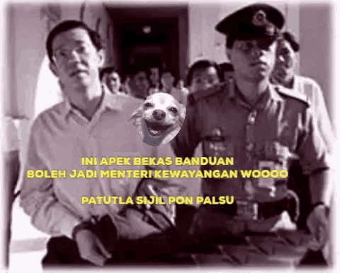a group of police officers standing next to a man with a picture of a dog behind him