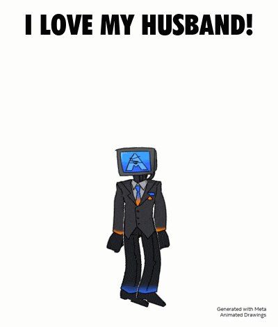 a cartoon of a man in a suit jumping in the air with the words " i love my husband " on the bottom