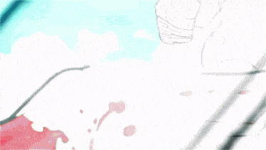 a cartoon drawing of a hand with blood on it