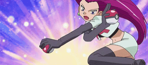 a cartoon character is holding a pokeball in her hand .