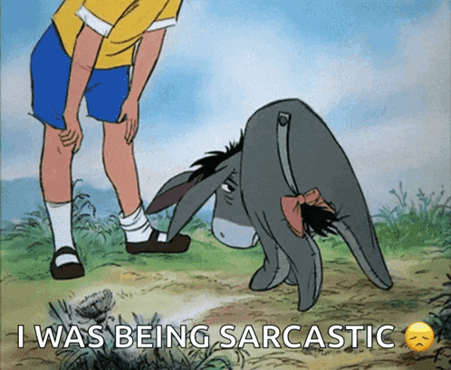 a cartoon of a donkey with the words i was being sarcastic