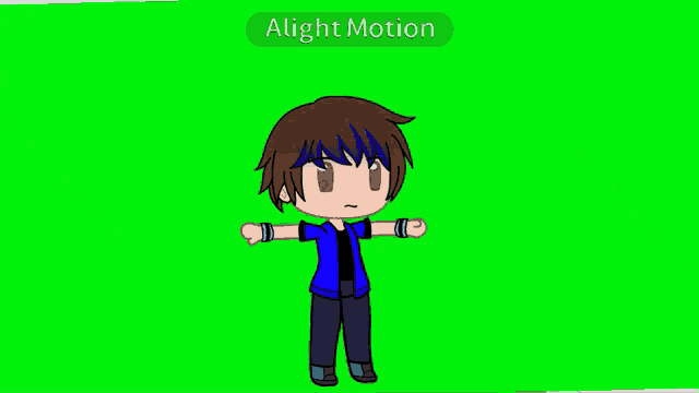 a cartoon character is laying on his back on a green screen with the words alight motion above him .