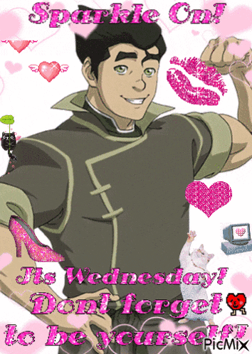 a picture of a man with the words " sparkle on wednesday dont forget to be yourself "