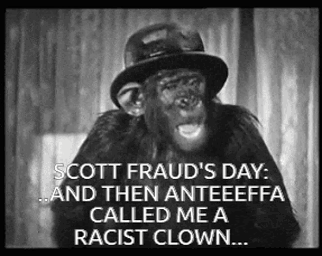 a black and white photo of a chimpanzee wearing a hat