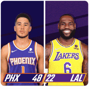 Phoenix Suns (48) Vs. Los Angeles Lakers (22) First-second Period Break GIF - Nba Basketball Nba 2021 GIFs