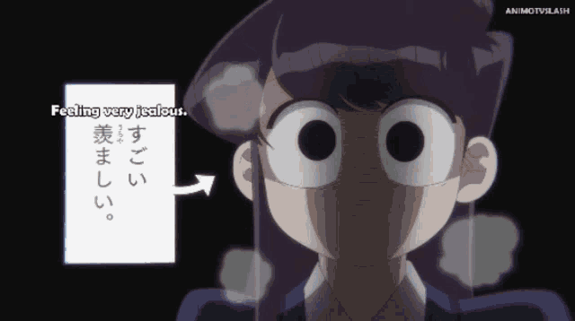 a cartoon of a girl with the words feeling very jealous