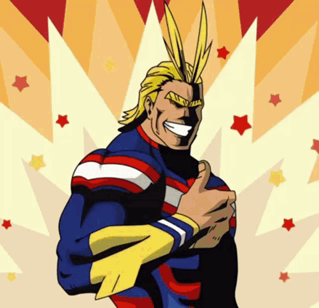 a cartoon of all might giving a thumbs up