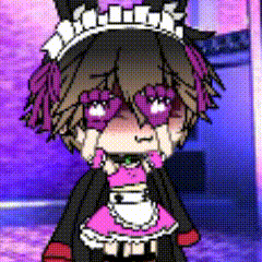 a cartoon girl wearing a maid outfit and heart shaped glasses is crying .