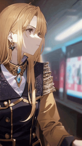 a girl with long blonde hair is wearing a necklace with a star on it