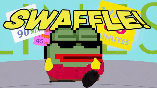 a cartoon drawing of a car with the words swaffle written on it