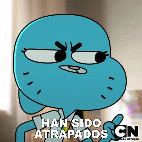a cartoon character from the amazing world of gumball says han sido atrapado
