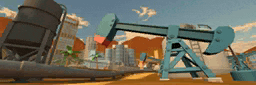a cartoon drawing of an oil pump in a desert