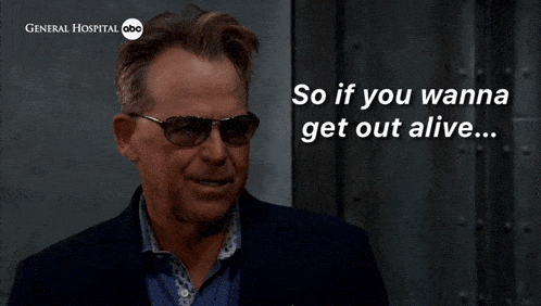 a man in a suit and sunglasses says " then i am your only hope "